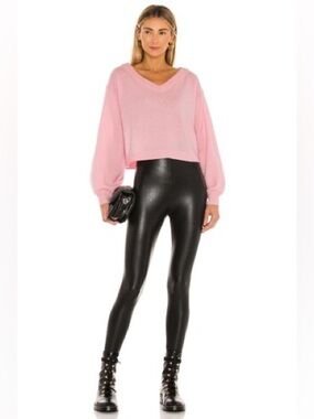 Commando Perfect Control Faux Leather Legging in Black Size Large Slimming